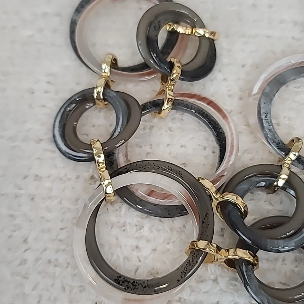 Rush by Denis & Charles Boho Chunky Circle Marbled Link Statement Necklace - NWT